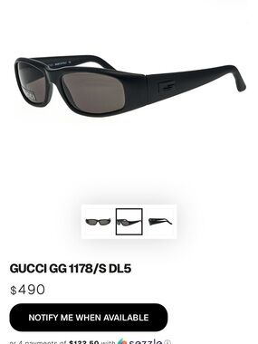 Gucci Black Men's Rectangular Sunglasses with Gray Lenses
